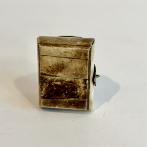 Antique Pot Pill Box Trinket Camel Bone Velvet Like Lining Decorative Pirate - Picture 9 of 9