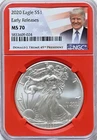 2020 MS 70 Silver Eagle Trump Red Core NGC Graded Coin 45th President