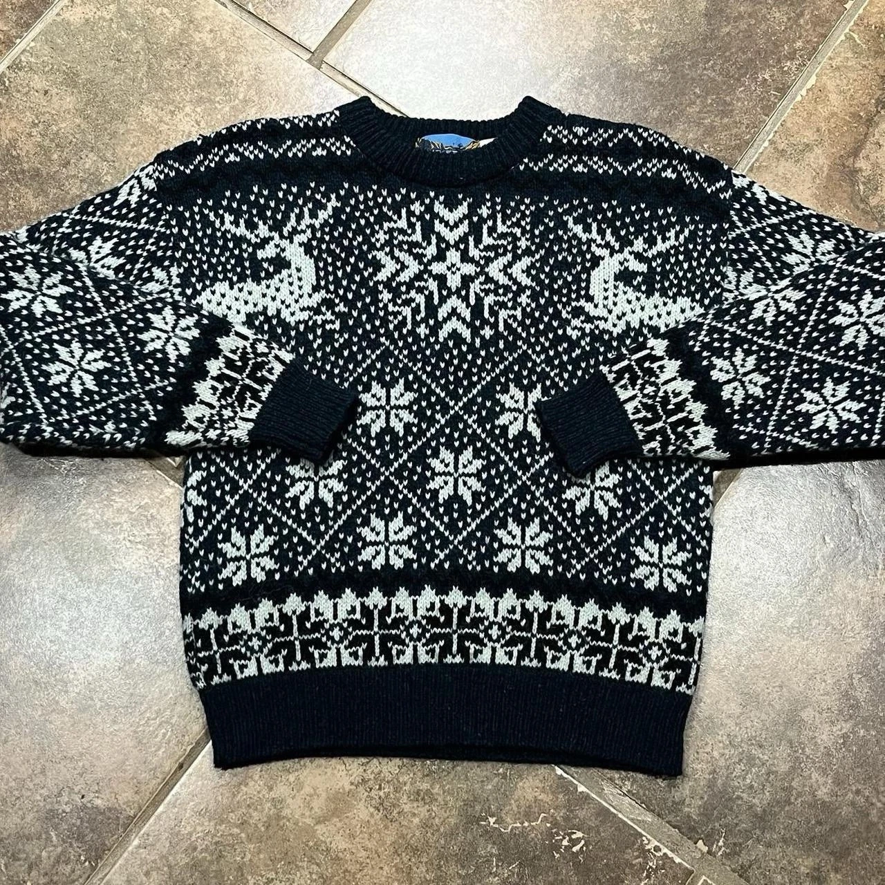 Vintage Timber Valley AOP Knit Sweater Men’s Small VTG