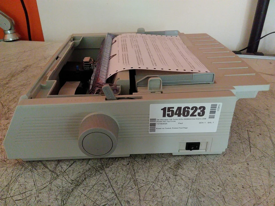 Oki Microline 320 Turbo 9-Pin D22800A Dot Matrix USB Printer NO Top Cover - Image 4 of 4