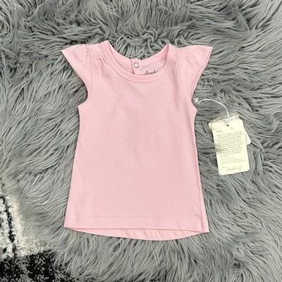 Sapling Girls Pink Flutter Sleeve Tee Size 0-3 Month NWT