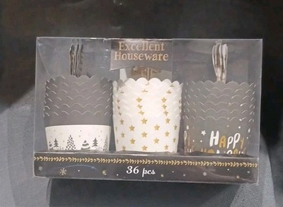 Excellent Houseware 36 Muffinförmchen Mit Weihnachtlichen Motiven
