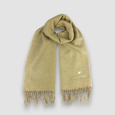 Vintage Courreges Wool Scarf Classic Fringe Christmas Warmer Winter Scarves