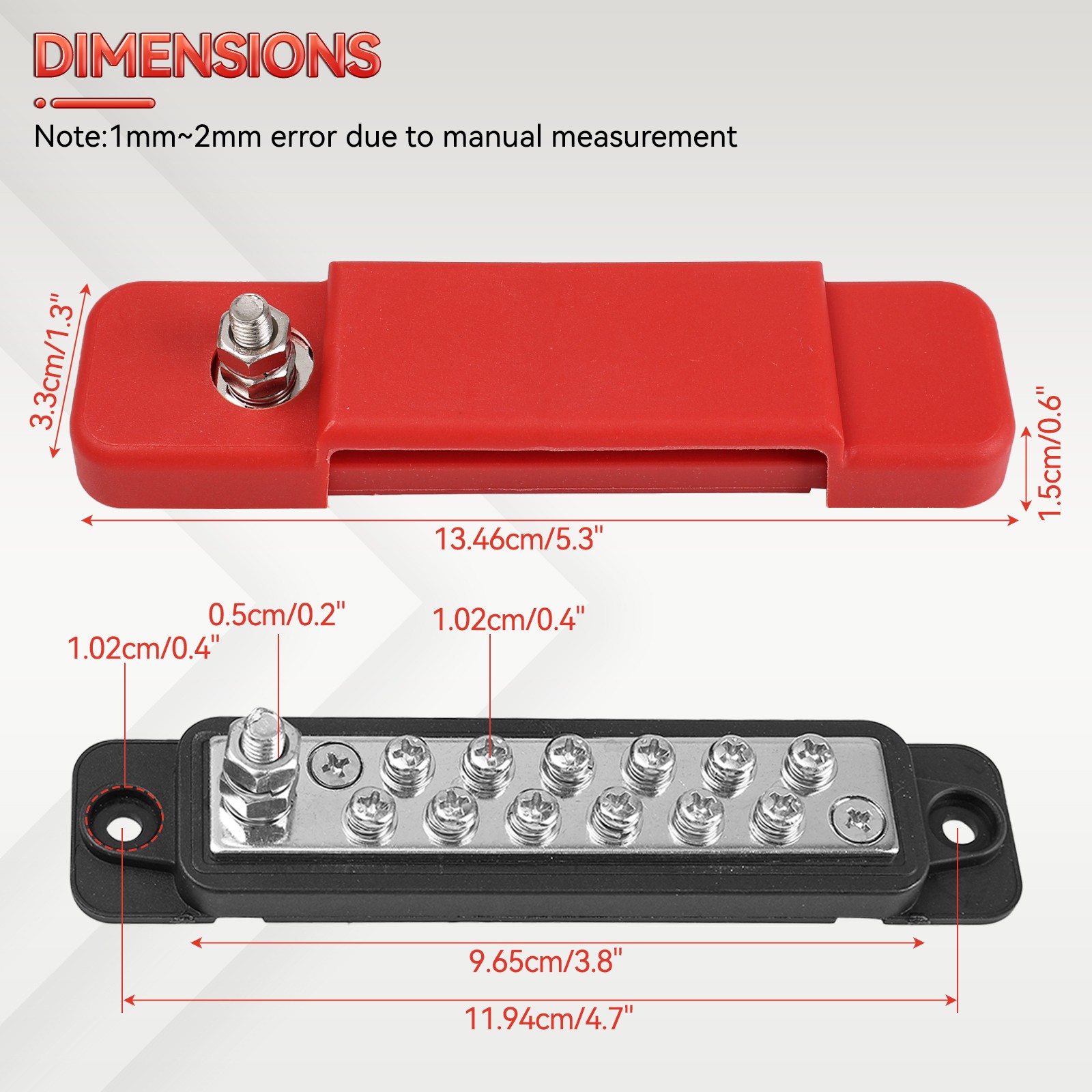 12 Way Bus Bar Terminal 12V Block DC 180A Power Distribution Car Boat Marine 2Pc
