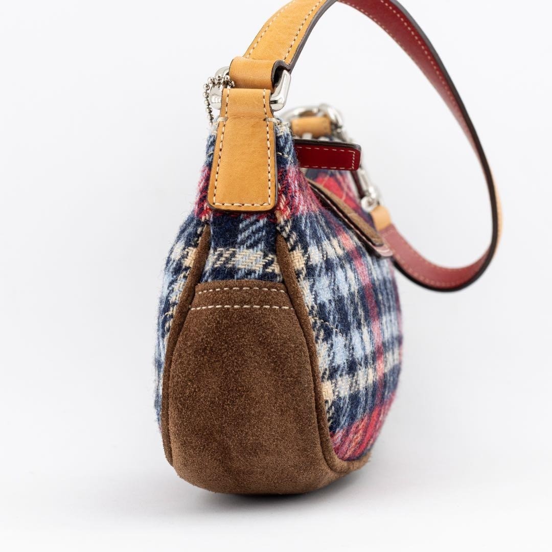 COACH Soho Plaid Wool Mini Shoulder Bag Y2K Red Check Suede