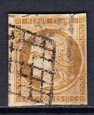 FRANCIA 1850.  YV. 1a. CERES. 10 C. BISTRE-MARRON.  US.
