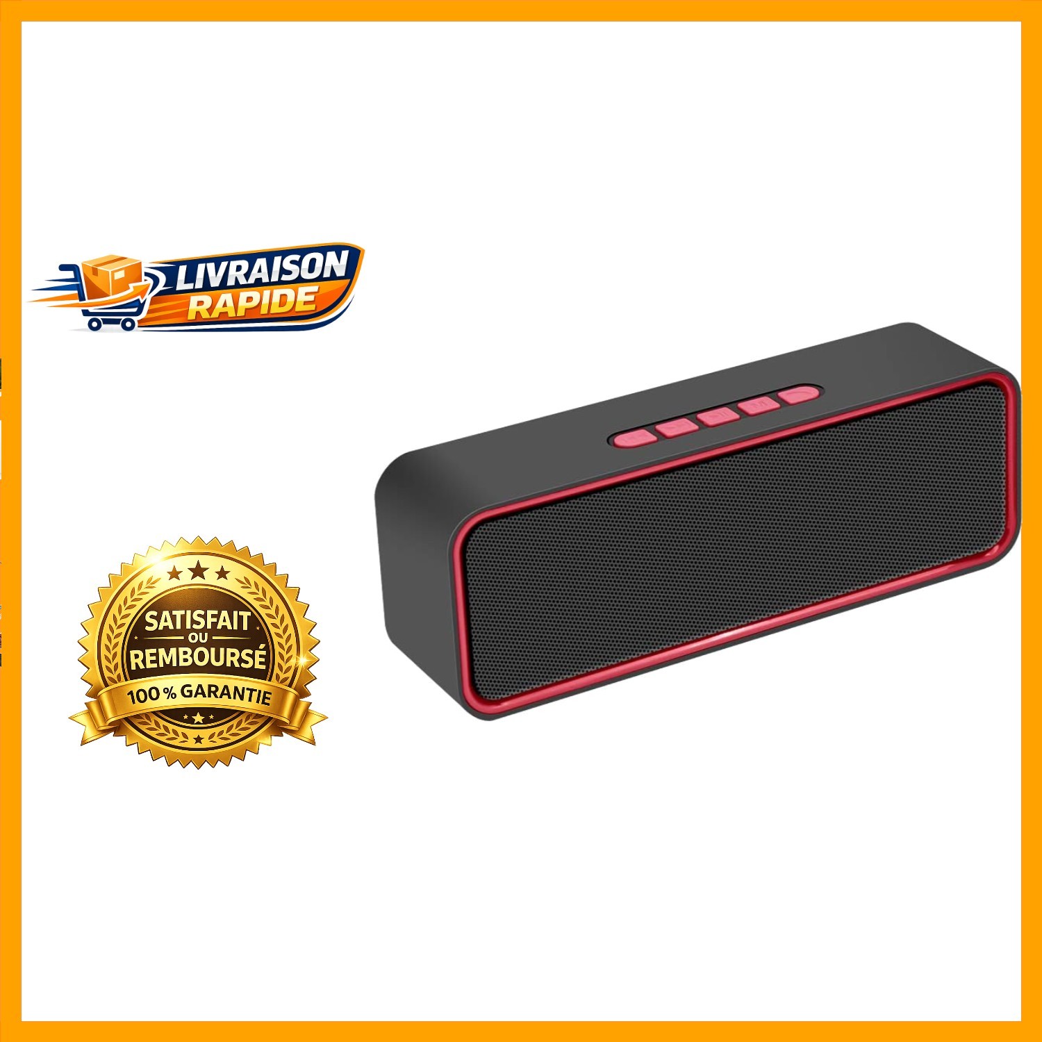 Haut-parleur Bluetooth 5.0 rouge idéal pour vos soirées en plein air