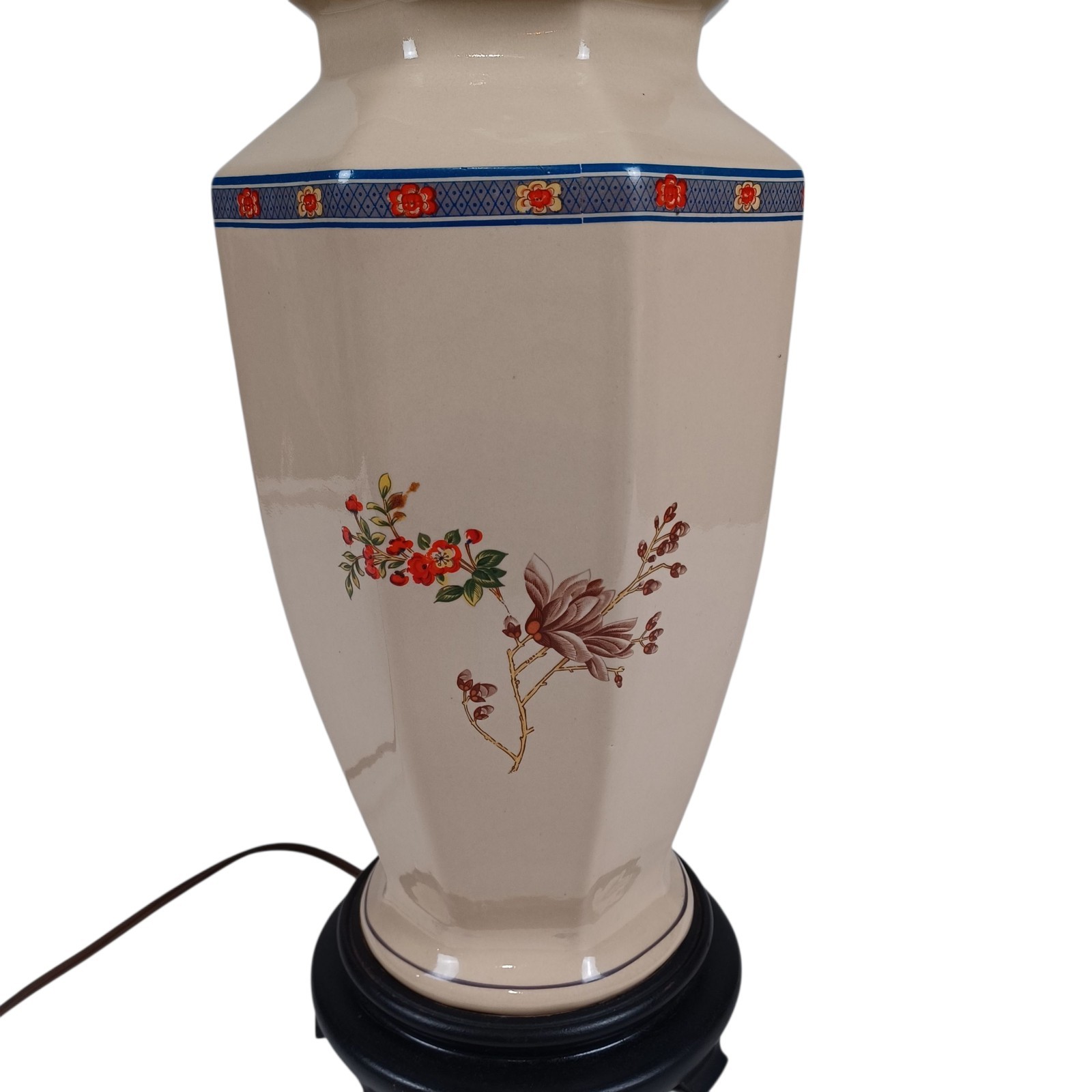 Elegant Vintage Porcelain Ginger Jar Lamp 27" Floral Chinoiserie Table Lamp