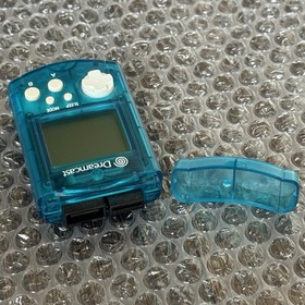 Sega Dreamcast Aqua Clear Blue VMU Visual Memory Unit + Dust Cover HKT-7000 JPN