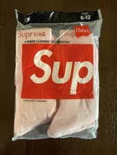 Supreme / Hanes Pink Crew Socks Authentic 4-Pack Size 6-12 Free Shipping   
