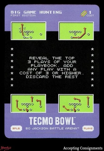 2026 Bo Jackson Battle Arena Tecmo Bowl Holo First Ed Plays Big Game Hunting