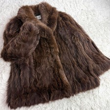 Fox Dyed Fur Coat Chocolate Genuine Fur Total Length 71cm 28in From Japan