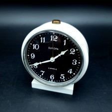 Europa Travel Alarm Clock White Black Face 2 Jewels Germany Working VTG Retro