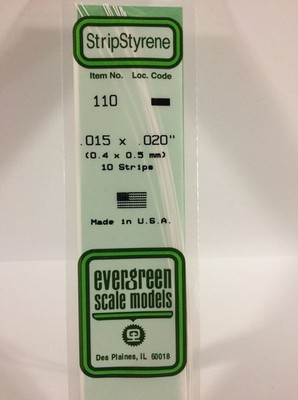 Evergreen 110 Plasticcart Strip 0,38x0,5x350mm (10) Polystyrene Vierkantprofile