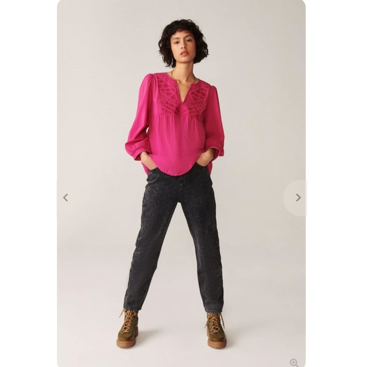 Blusa Ba&sh bordada Ilo fucsia talla mediana nueva con etiquetas