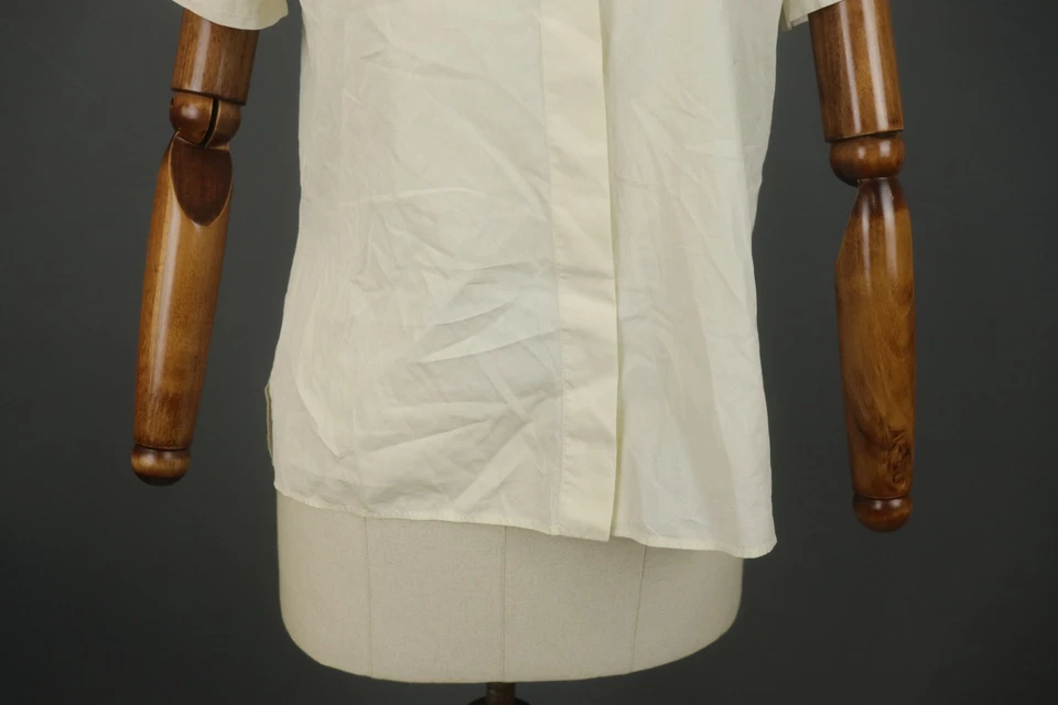 Jil Sander White Casual Short Sleeve Cuffed Collared Button Up Shirt Top Size 42 - Image 3 of 4