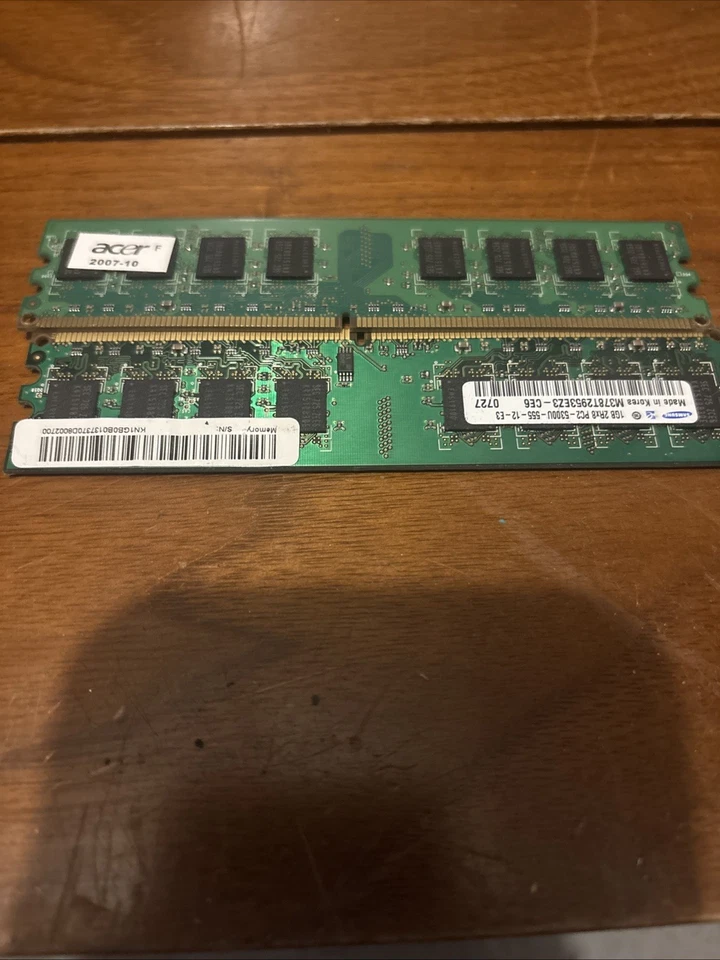 2x 1GB DDR2-667 RAM Matched Pair from Acer Aspire M3100 - Image 2 of 2