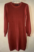 Nina Leonard Women’s Knit Casual Dress Small Burnt Orange/ Brown