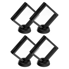 4Pcs 3D Floating Display Case 3.54 x 3.54 x 0.8 Inch Display Holder Black