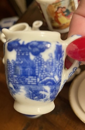 Vintage Misc Toy Porcelain Dishes Bowl Cream Sugar Stein Pitcher Plates 10 Piece - Picture 2 of 12
