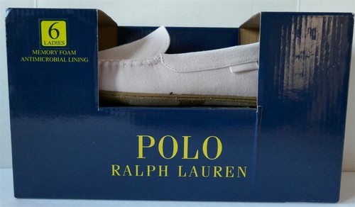 NIB POLO Ralph Lauren Collins Washed Twill Pink Fabric Moccasin Slippers Women 6 - Picture 8 of 10