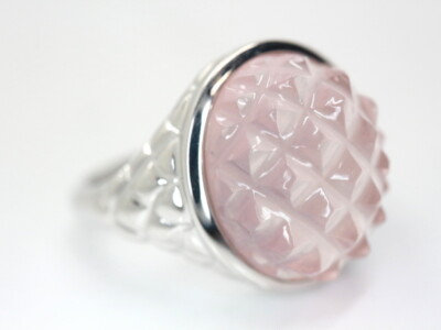 GOLDJUNGE69 * SOGNI D`ORO EDELSTEIN RING (17) ROSENQUARZ GRAV OVAL 925er SILBER