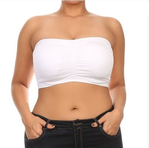 SEAMLESS REMOVABLE PADS BANDEAU STRAPLESS PADDED TUBE BRA TOP REG PLUS S-3X - Picture 9 of 39
