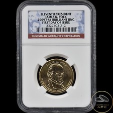 2009 P James K. Polk Presidential Dollar 11th President NGC BU FDOI