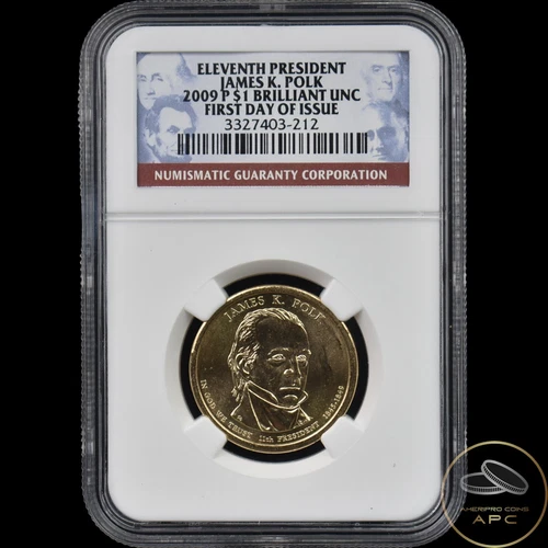 2009 P James K. Polk Presidential Dollar 11th President NGC BU FDOI