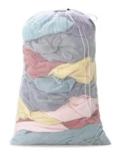 Whitmor White Mesh Laundry Bag 24"x36" with Easy Grab Strap & Drawstring Closure