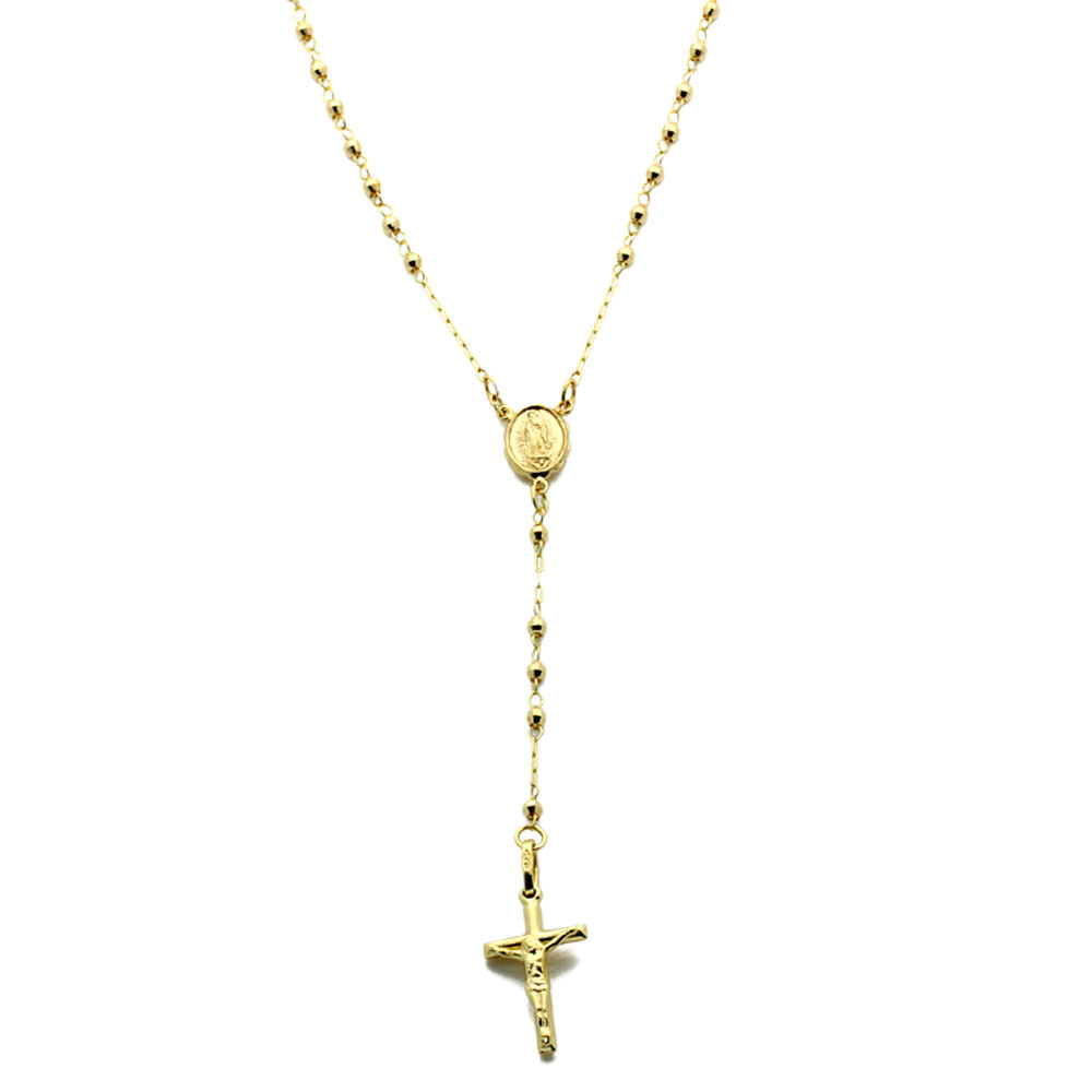 14K Yellow Gold Chain Rosary Chain Necklace Gift box Ship from USA
