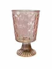 Jeanette Glass Pink Winston Vintage Pedestal Vase Rare Antique Diamond Square