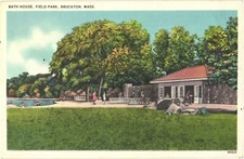 Men And Women At Bath House, Field Park, Brockton, Massachusetts Postcard