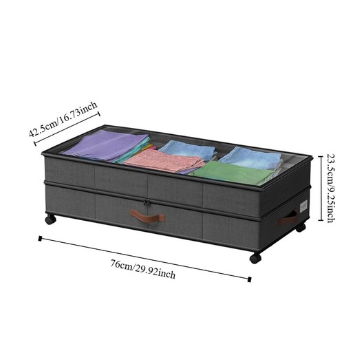Double Layer Clear Lids Under Bed Storage Box Storage Rack Clothes Toys Shoes - Picture 2 of 8