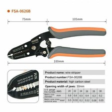 FSA-0626B Solar Wire Stripping Pliers Cutter  0.6-2.6mm 22-10AMG Crimping Tools