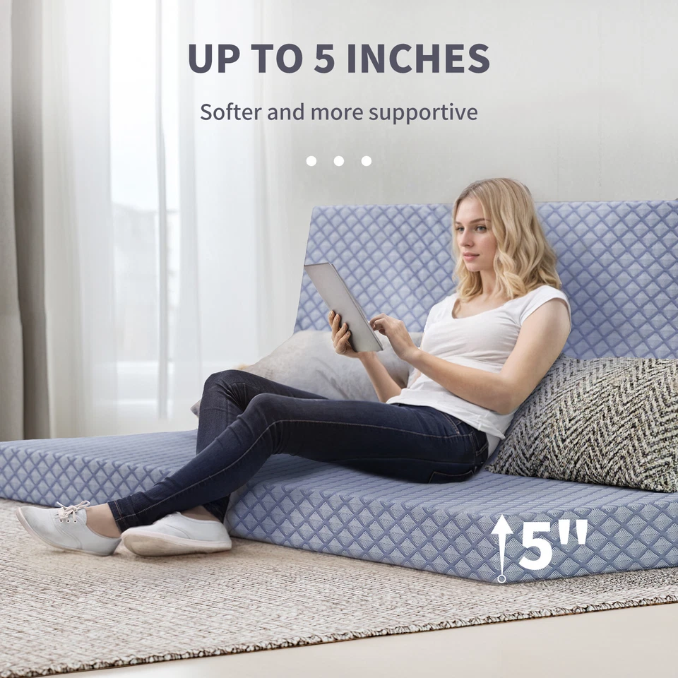 Full Size Sofa Couch Pat 5 inch Foldable Floor Futon Mattress w/ zipper Cover - Image 3 of 4