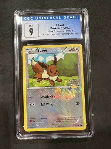 Pokemon Eevee Cross Holo from Dark Explorers City Championship #84 In a CGC 9 !!