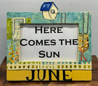 Wood hand painted June 5 X 3.5” photo frame birdhouse porch swing Exposures 1996