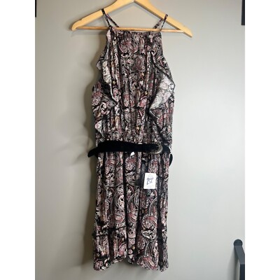 knee length dresses for ladies Aqua Paisley Satin Tiered Halter Neck Mini Dress main image 0