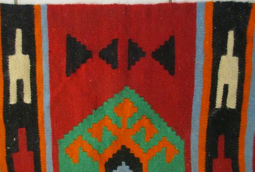 Antigua alfombra Kilim turca 31" x 28" manta de silla tejida a mano - Imagen 3 de 6