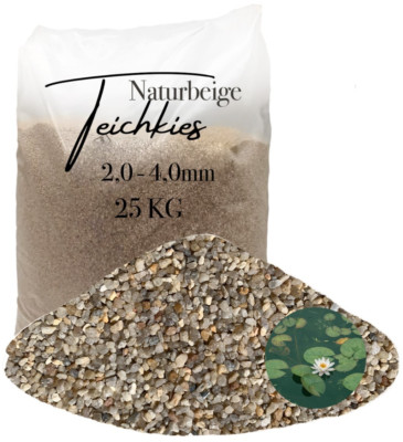 Teichkies 25kg 2-4 mm keimfrei Uferzone Bachlauf Unterbau Quelle Garten Teich
