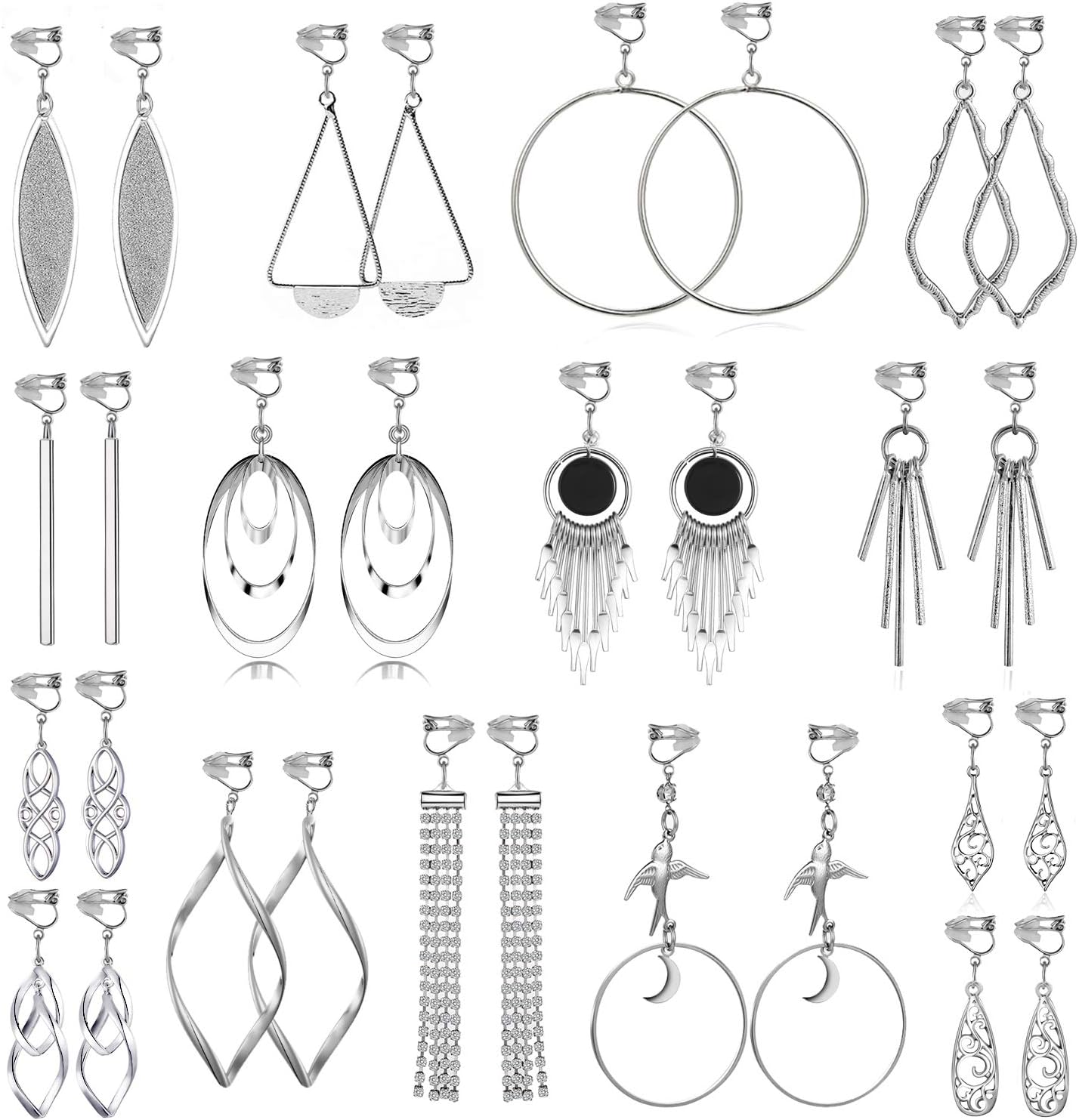 15 Pairs Wholesale Clip on Earrings for Women Fashion-Celtic Knot Earrings,Long