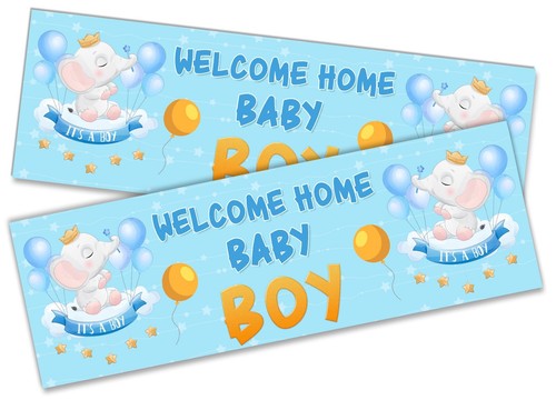 x2 Willkommen Zuhause Baby Junge Banner Babyparty Heimkehr Party Dekoration 5 - Bild 5 von 5