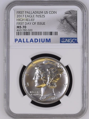 2017 Palladium High Relief American Eagle NGC MS70 First Day Of Issue FDOI RARE
