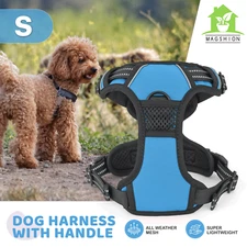 Adjustable Control Reflective Dog Pet Harness Blue w/ Soft Handle for Small Dogs