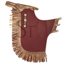 Brown Western Leather Chinks For Horse Show Floral Tooled Yoke for Kid Men Women