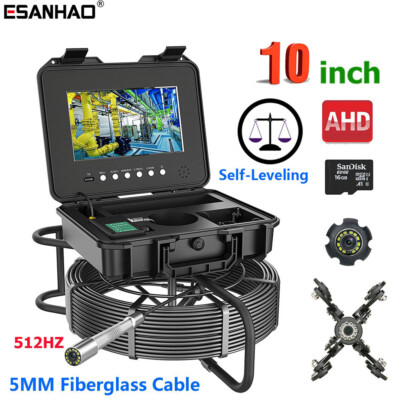 50M Sewer Pipe Inspection Camera with 512Hz Sonde Self-leveling 10'' Monitor DVR