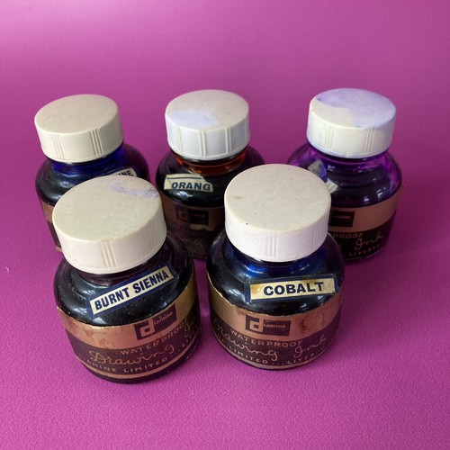 5 x Vintage Drawing Inks Diamine Waterproof MidCentury? Liverpool