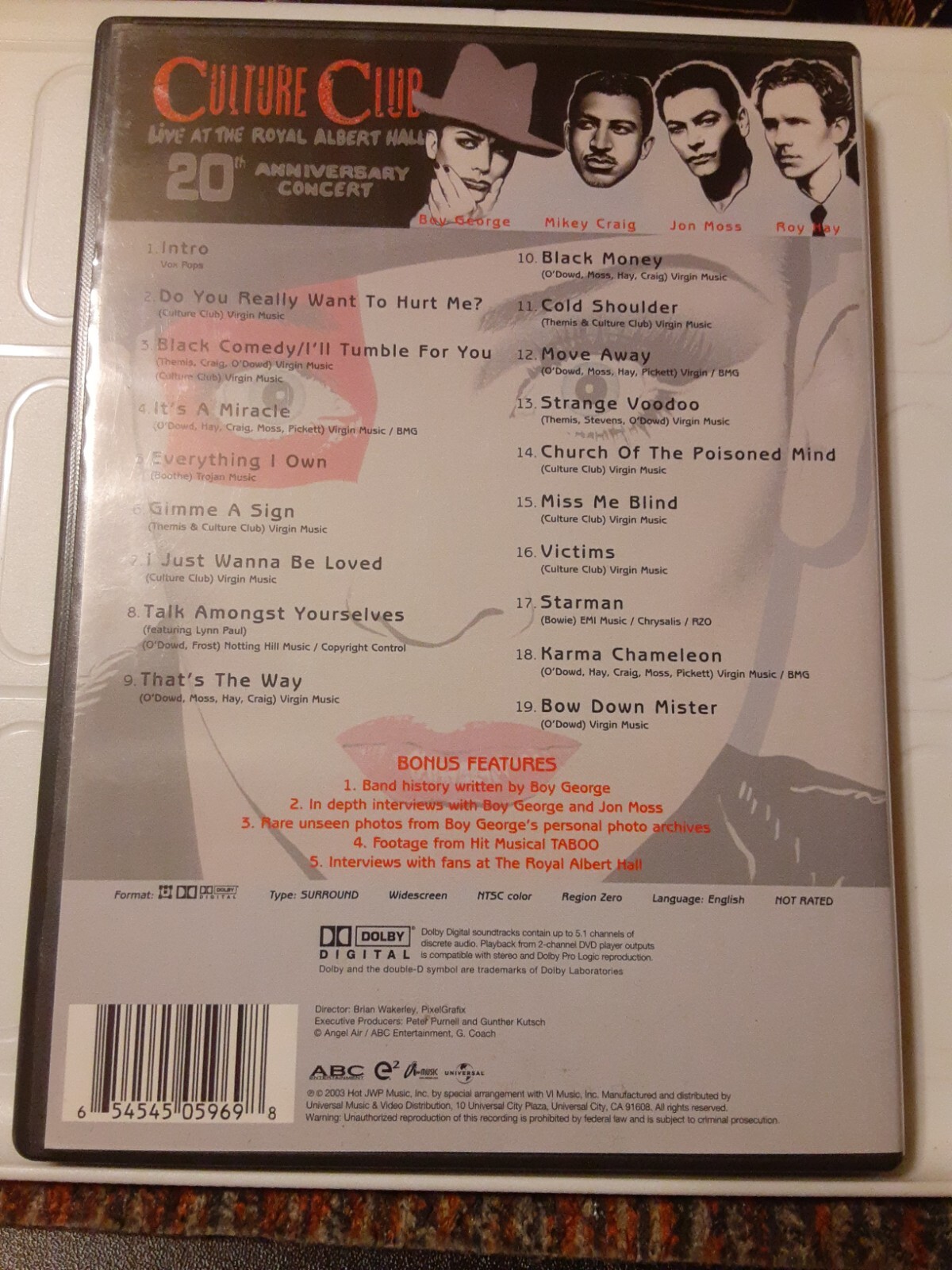 Culture Club Live at Royal Albert Hall 20th Anniversary MUSIC Concert (DVD 2003) 654545059698 eBay