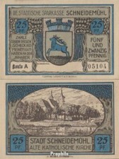 Banknoten Schneidem&uuml;hl 1922 Notgeld: 1191.1 b) 25 Pf Notgeldschein Stadt Schneid
